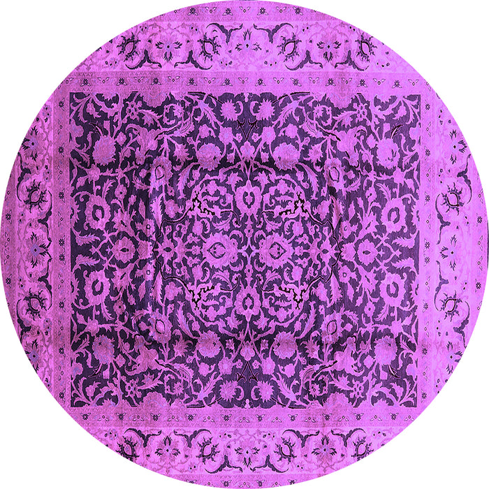 Round Machine Washable Oriental Purple Industrial Area Rugs, wshurb661pur