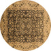 Round Oriental Brown Industrial Rug, urb661brn