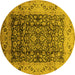 Round Oriental Yellow Industrial Rug, urb661yw