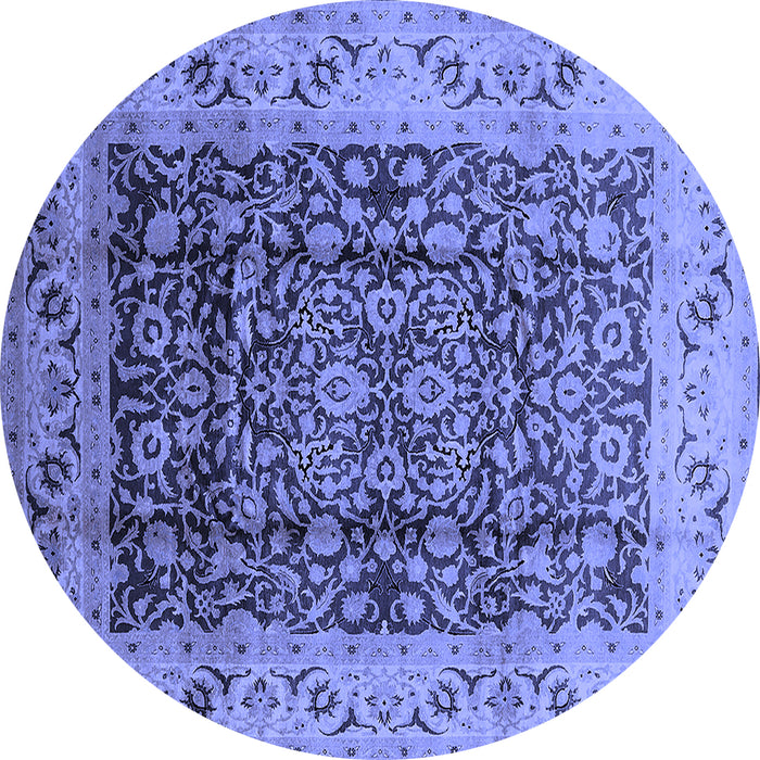Round Oriental Blue Industrial Rug, urb661blu