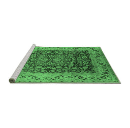 Sideview of Machine Washable Oriental Emerald Green Industrial Area Rugs, wshurb661emgrn