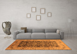 Machine Washable Oriental Orange Industrial Area Rugs in a Living Room, wshurb661org