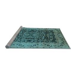 Sideview of Machine Washable Oriental Light Blue Industrial Rug, wshurb661lblu