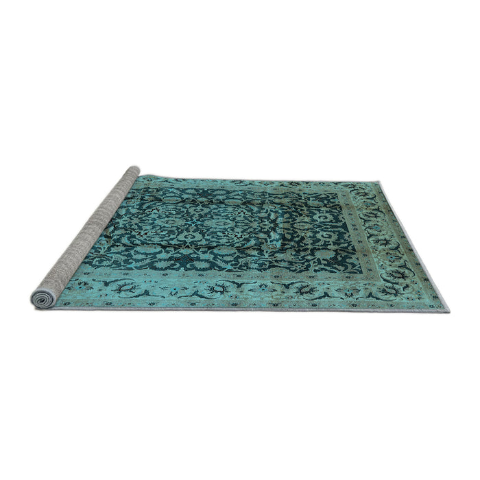 Sideview of Machine Washable Oriental Light Blue Industrial Rug, wshurb661lblu