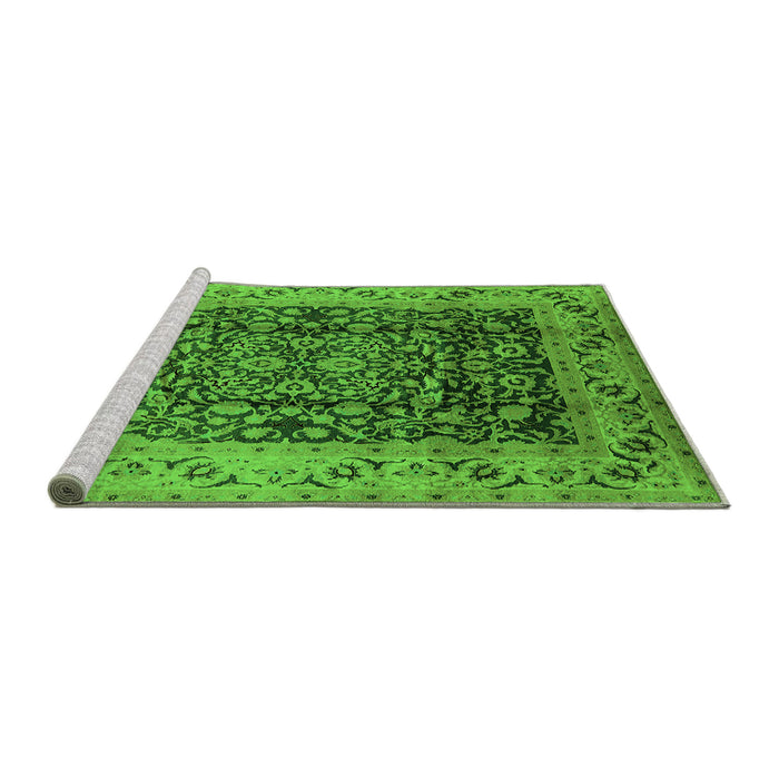 Sideview of Machine Washable Oriental Green Industrial Area Rugs, wshurb661grn