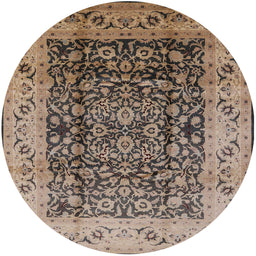 Round Machine Washable Industrial Modern Coffee Brown Rug, wshurb661