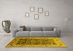 Machine Washable Oriental Yellow Industrial Rug in a Living Room, wshurb661yw