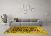 Machine Washable Oriental Yellow Industrial Rug, wshurb661yw