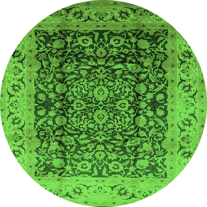 Round Oriental Green Industrial Rug, urb661grn
