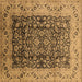 Square Machine Washable Oriental Brown Industrial Rug, wshurb661brn