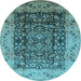 Round Oriental Light Blue Industrial Rug, urb661lblu