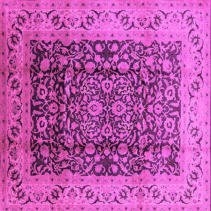 Square Machine Washable Oriental Pink Industrial Rug, wshurb661pnk