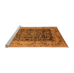 Sideview of Machine Washable Oriental Orange Industrial Area Rugs, wshurb661org