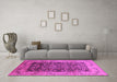 Machine Washable Oriental Pink Industrial Rug in a Living Room, wshurb661pnk