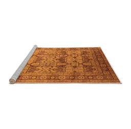 Sideview of Machine Washable Oriental Orange Industrial Area Rugs, wshurb662org