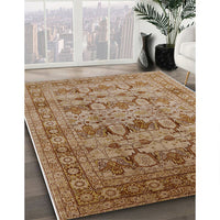 Mid-Century Modern Mahogany Brown Oriental Rug, urb662