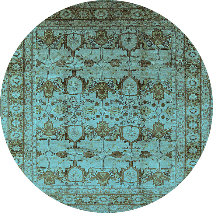 Round Oriental Light Blue Industrial Rug, urb662lblu