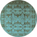 Round Oriental Light Blue Industrial Rug, urb662lblu