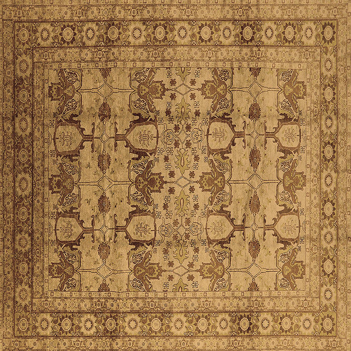 Square Machine Washable Oriental Brown Industrial Rug, wshurb662brn