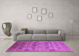 Machine Washable Oriental Purple Industrial Area Rugs in a Living Room, wshurb662pur