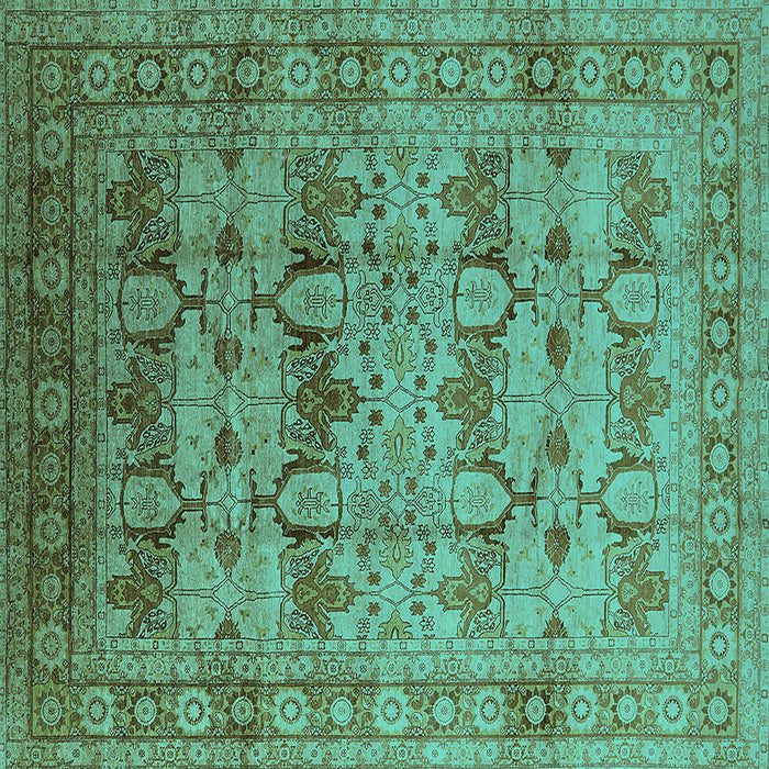 Square Oriental Turquoise Industrial Rug, urb662turq