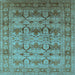 Square Machine Washable Oriental Light Blue Industrial Rug, wshurb662lblu