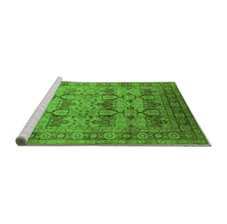 Sideview of Machine Washable Oriental Green Industrial Area Rugs, wshurb662grn