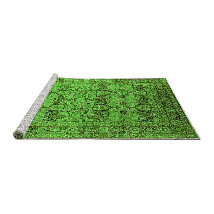 Sideview of Machine Washable Oriental Green Industrial Area Rugs, wshurb662grn