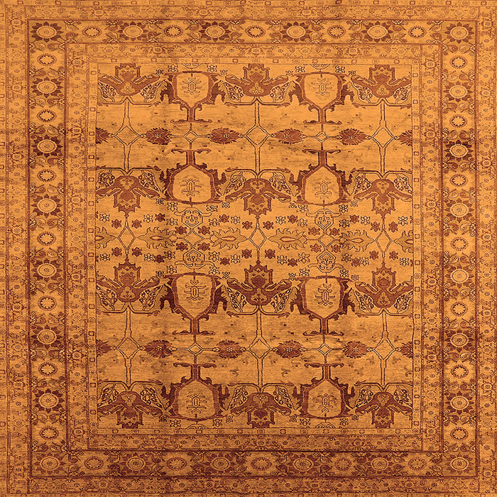Square Machine Washable Oriental Orange Industrial Area Rugs, wshurb662org