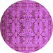 Round Machine Washable Oriental Purple Industrial Area Rugs, wshurb662pur