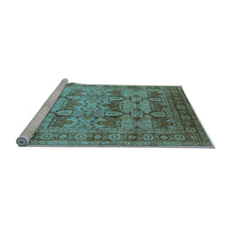 Sideview of Machine Washable Oriental Light Blue Industrial Rug, wshurb662lblu