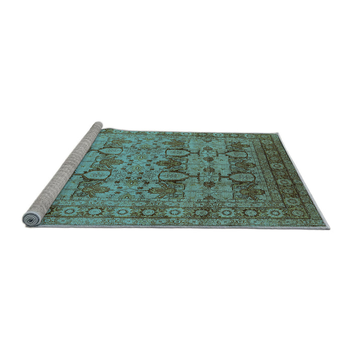 Sideview of Machine Washable Oriental Light Blue Industrial Rug, wshurb662lblu