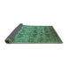 Sideview of Oriental Turquoise Industrial Rug, urb662turq