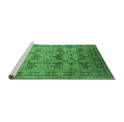 Sideview of Machine Washable Oriental Emerald Green Industrial Area Rugs, wshurb662emgrn