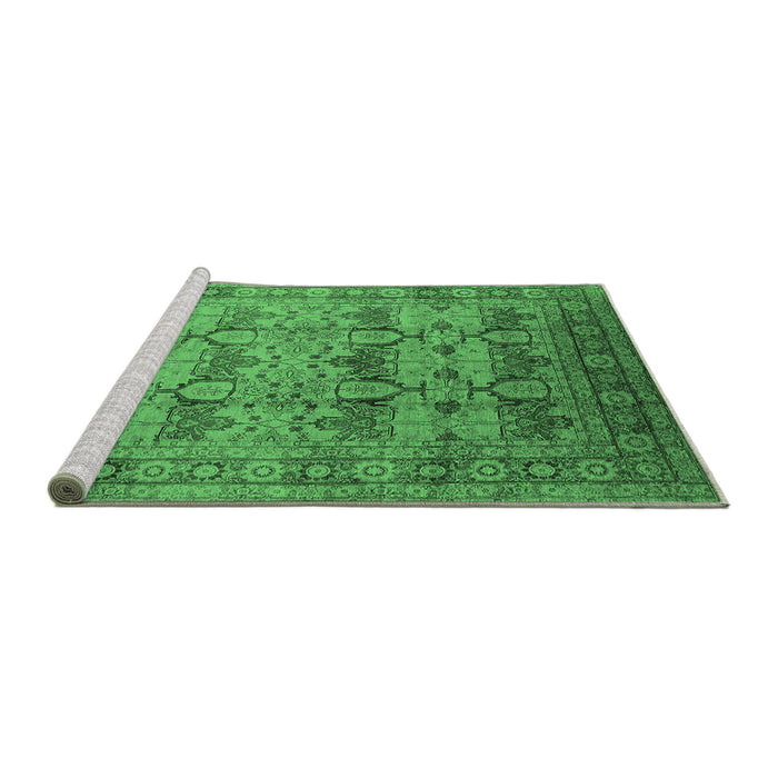 Sideview of Machine Washable Oriental Emerald Green Industrial Area Rugs, wshurb662emgrn