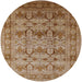 Round Mid-Century Modern Mahogany Brown Oriental Rug, urb662