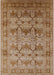 Mid-Century Modern Mahogany Brown Oriental Rug, urb662