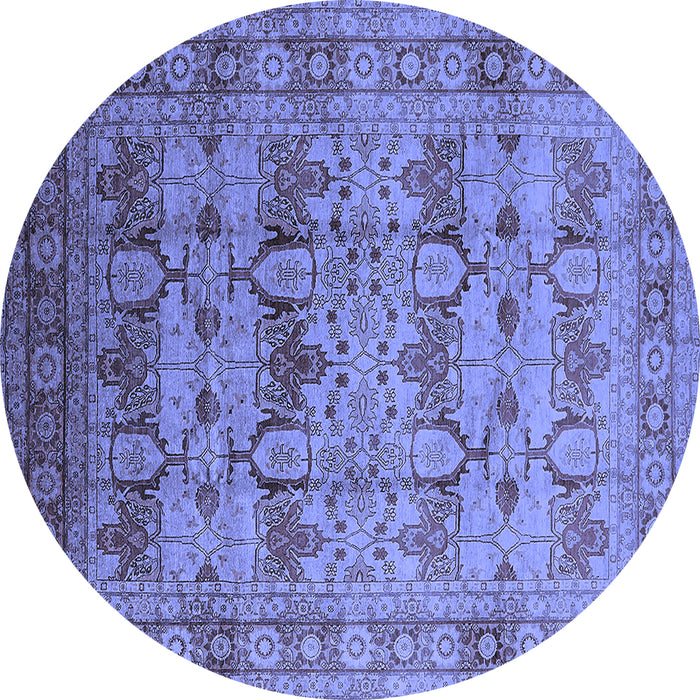 Round Oriental Blue Industrial Rug, urb662blu