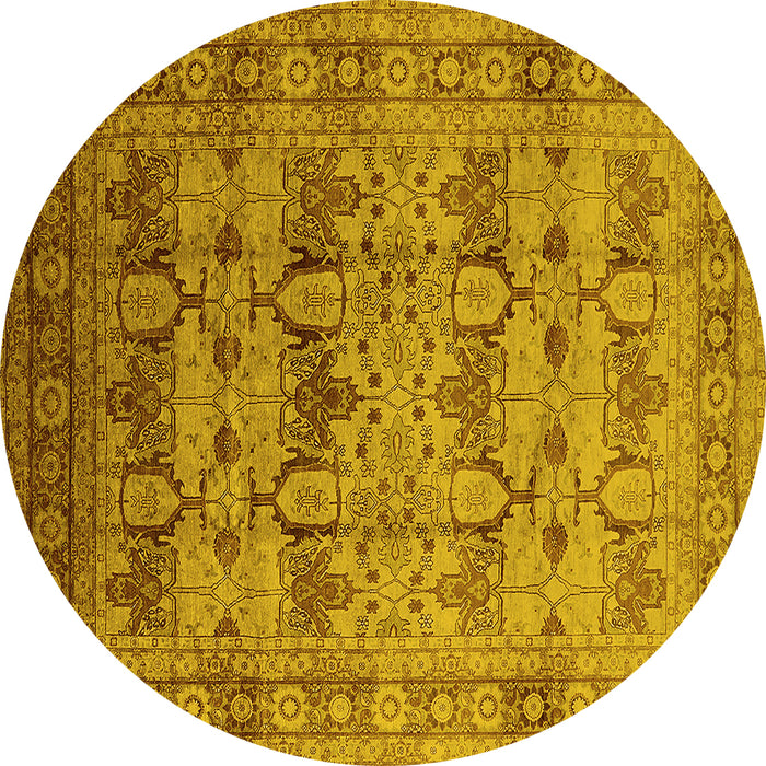 Round Oriental Yellow Industrial Rug, urb662yw