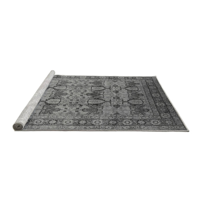 Sideview of Machine Washable Oriental Gray Industrial Rug, wshurb662gry