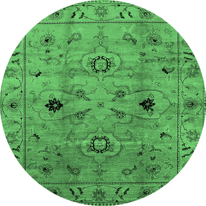 Round Oriental Emerald Green Industrial Rug, urb663emgrn