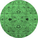 Round Oriental Emerald Green Industrial Rug, urb663emgrn