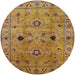 Round Mid-Century Modern Gold Oriental Rug, urb663