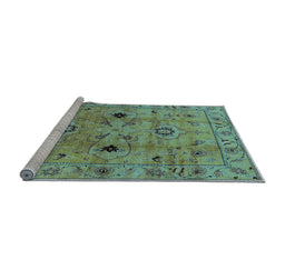 Sideview of Machine Washable Oriental Light Blue Industrial Rug, wshurb663lblu