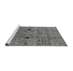 Sideview of Machine Washable Oriental Gray Industrial Rug, wshurb663gry