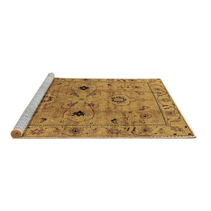 Sideview of Machine Washable Oriental Brown Industrial Rug, wshurb663brn
