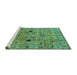 Sideview of Machine Washable Oriental Turquoise Industrial Area Rugs, wshurb663turq