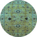 Round Oriental Light Blue Industrial Rug, urb663lblu