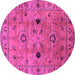 Round Oriental Pink Industrial Rug, urb663pnk