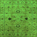 Square Machine Washable Oriental Green Industrial Area Rugs, wshurb663grn
